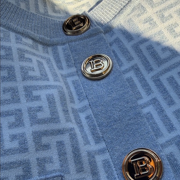 Balmain Light Blue Cardigan with Signature Buttons - Picture 5 of 10